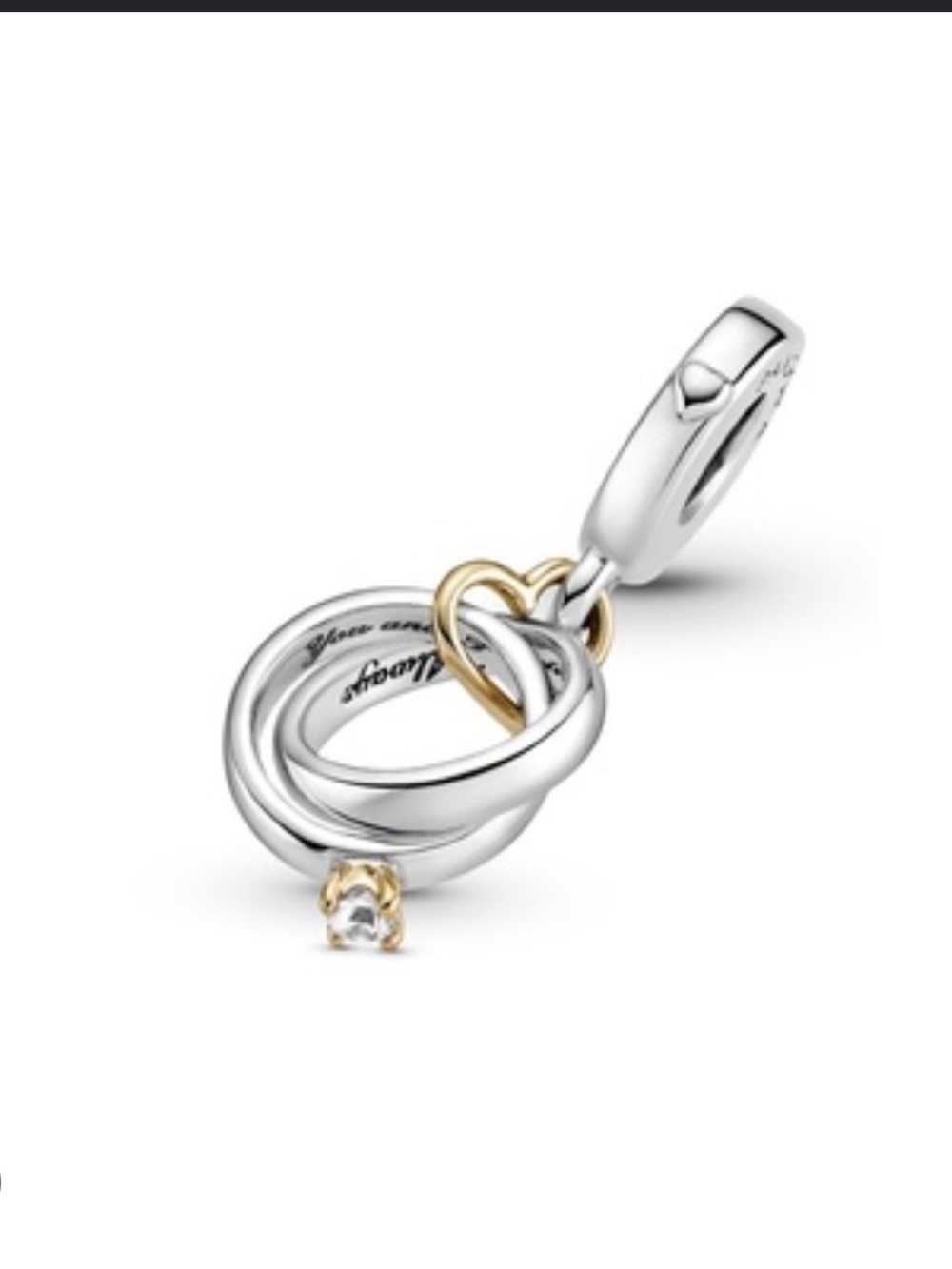 Pandora Two-Tone Wedding Rings Dangle Charm - Silver & Gold